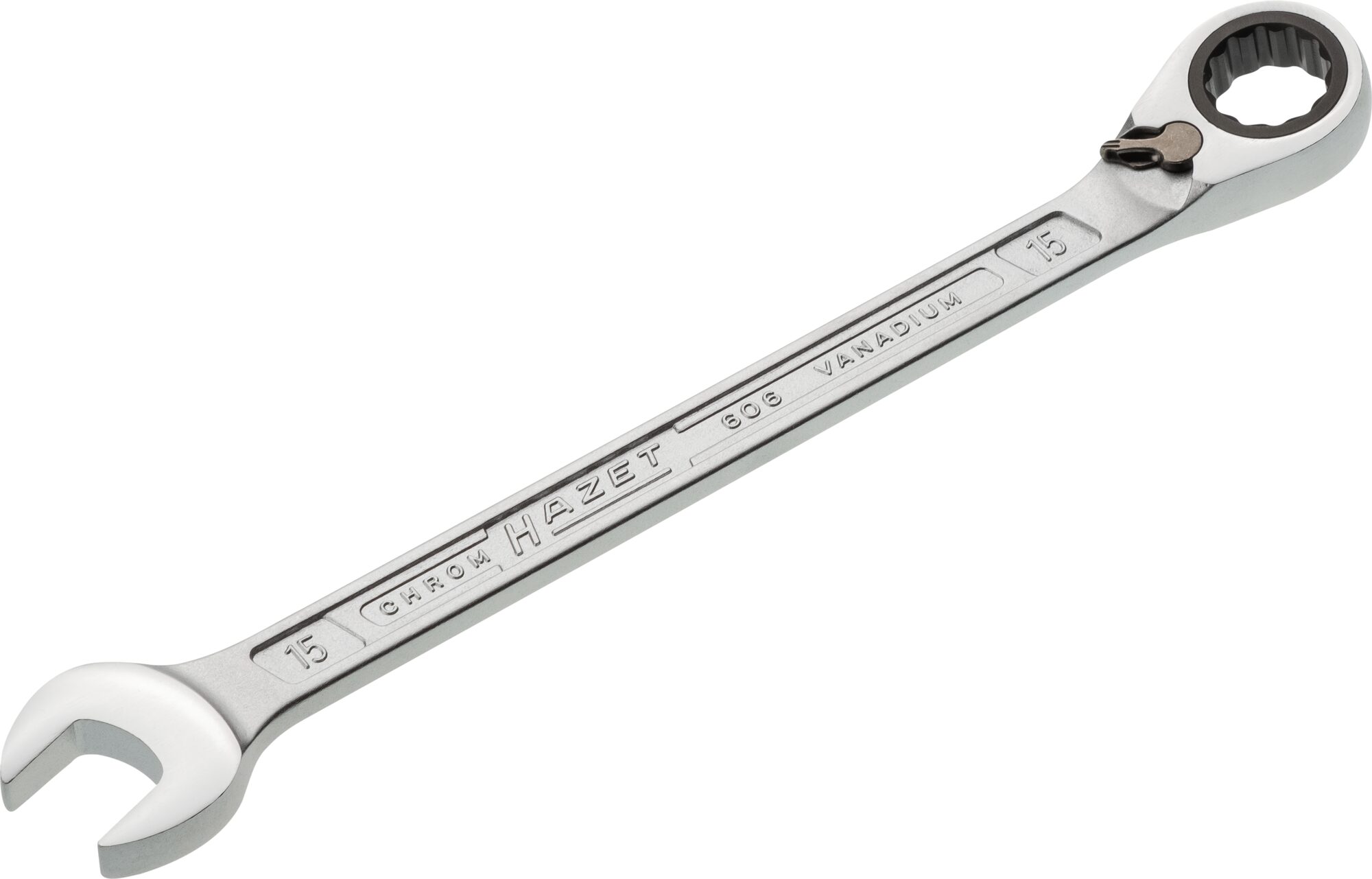 HAZET Ratelringsteeksleutel 606-15 · Buitentwaalfkant tractieprofiel · SW 15 mm