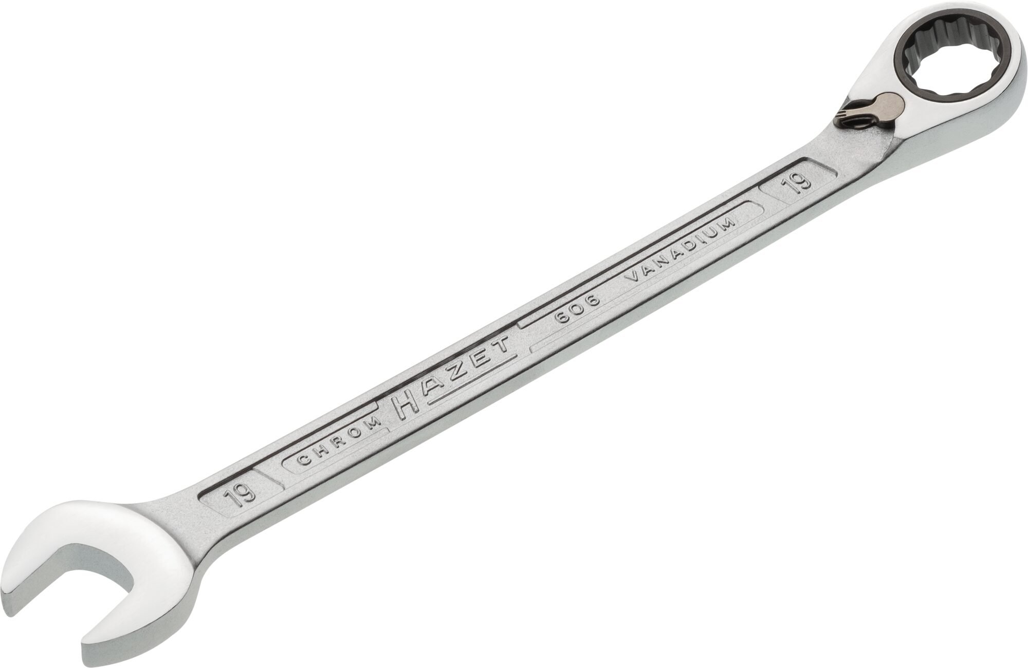 HAZET Ratelringsteeksleutel 606-19 · Buitentwaalfkant tractieprofiel · SW 19 mm