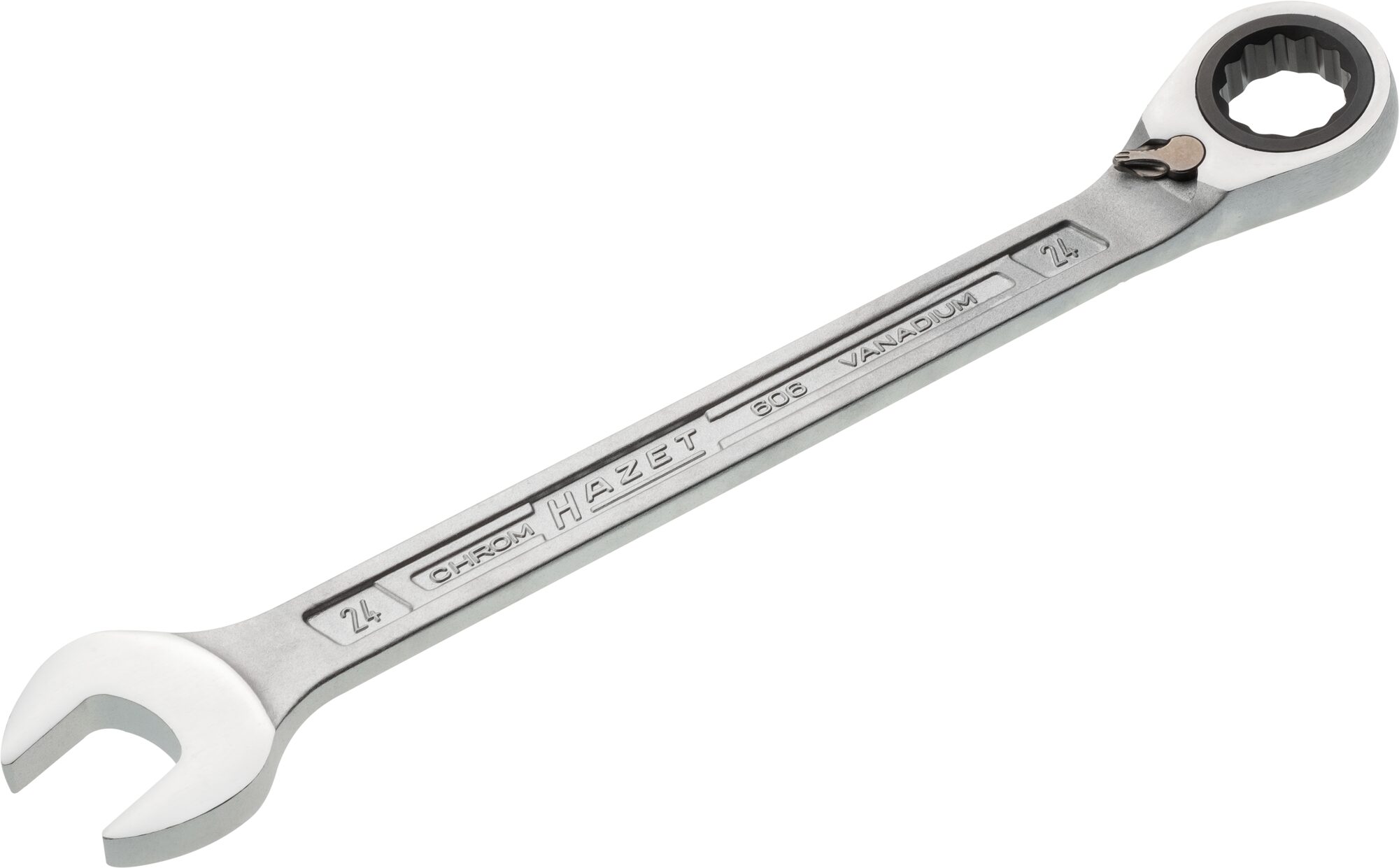 HAZET Ratelringsteeksleutel 606-24 · Buitentwaalfkant tractieprofiel · SW 24 mm