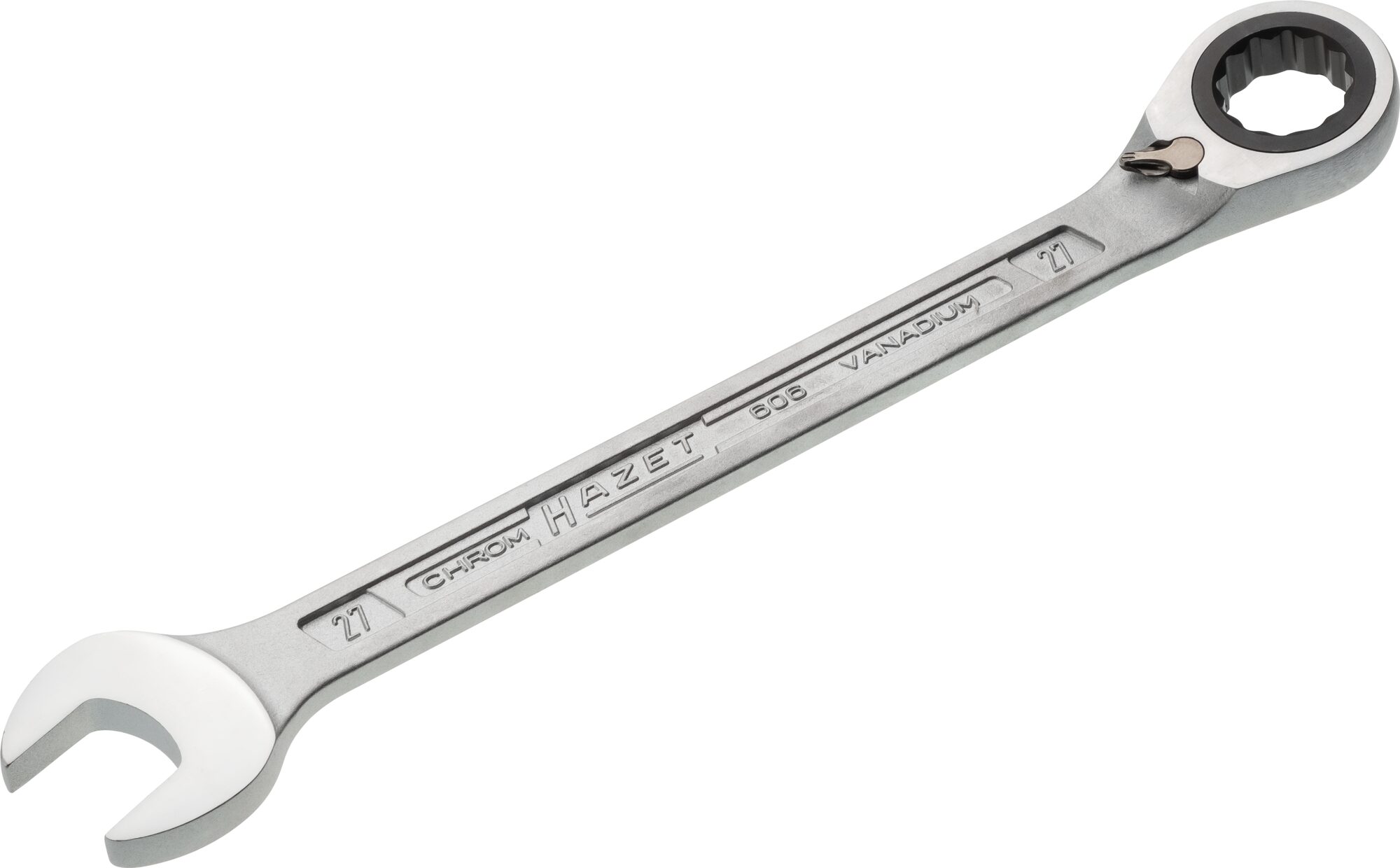 HAZET Ratelringsteeksleutel 606-27 · Buitentwaalfkant tractieprofiel · SW 27 mm