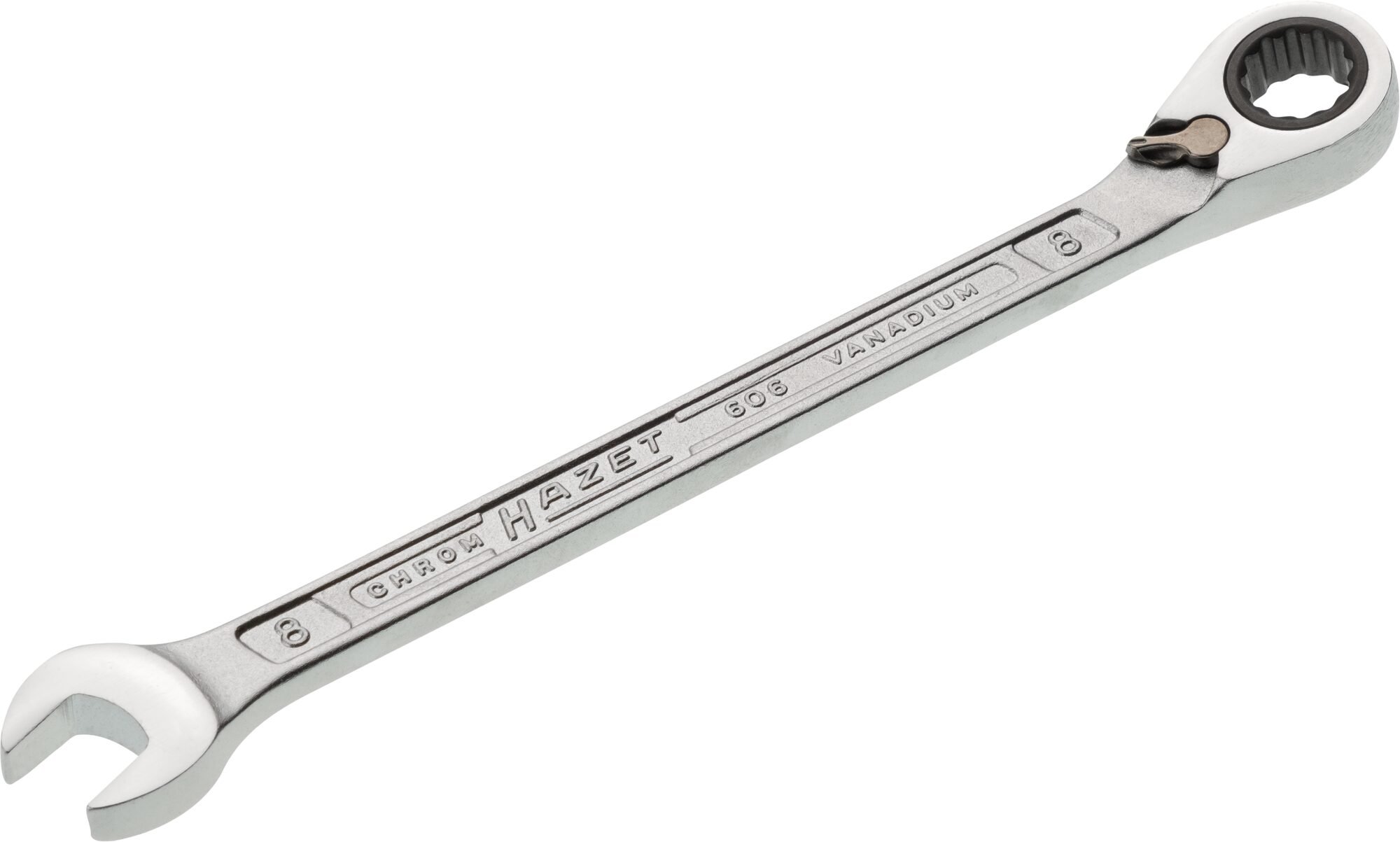 HAZET Ratelringsteeksleutel 606-8 · Buitentwaalfkant tractieprofiel · SW 8 mm
