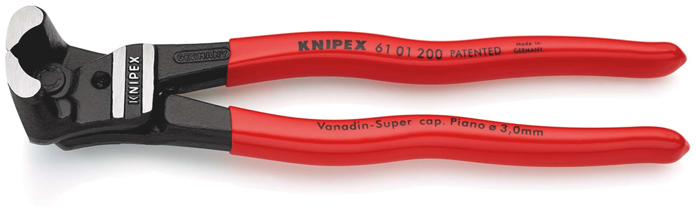 Knipex Boutenvoorsnijtang Grote Krachtoverbrenging | 200 mm Lengte | Kunststof Bekleed | Zwart Geatramenteerd - 61 01 200 SB