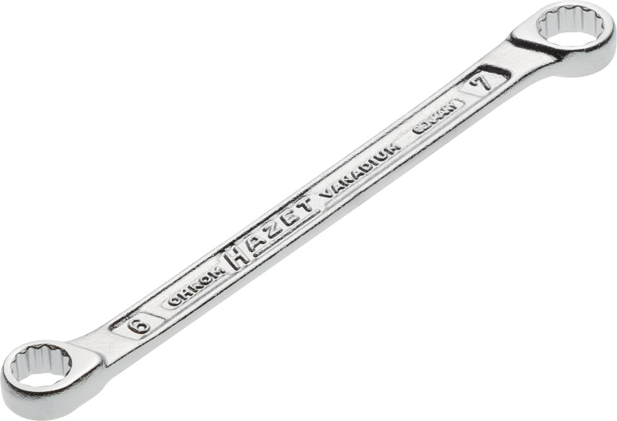 HAZET Dubbele ringsleutel 610N-6X7 · Buitentwaalfkant tractieprofiel · SW 6 x 7 mm