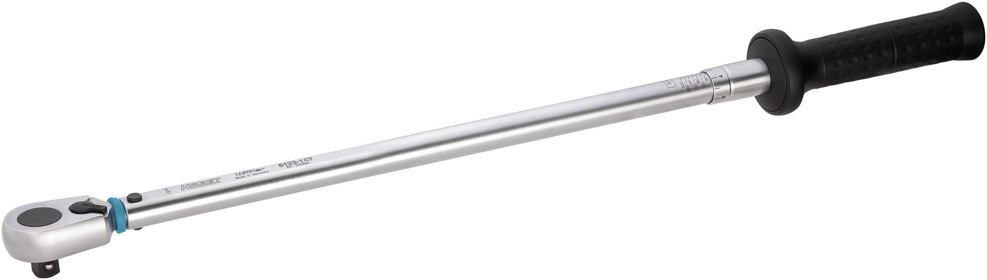 HAZET Momentsleutel 6123-1CT - Draaimomentbereik min-max: 60 - 320 Nm - Nauwkeurigheid: 2% - 1/2 inch (12,5 mm) vierkant massief - Lengte: 661 mm