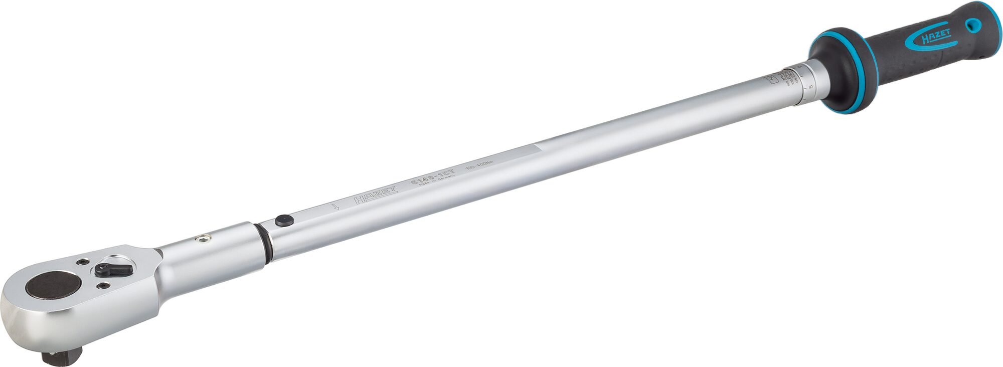 HAZET Momentsleutel 6143-1CT - Draaimomentbereik min-max: 100 - 400 Nm - Nauwkeurigheid: 2% - 3/4 inch (20 mm) vierkant massief - Lengte: 802 mm