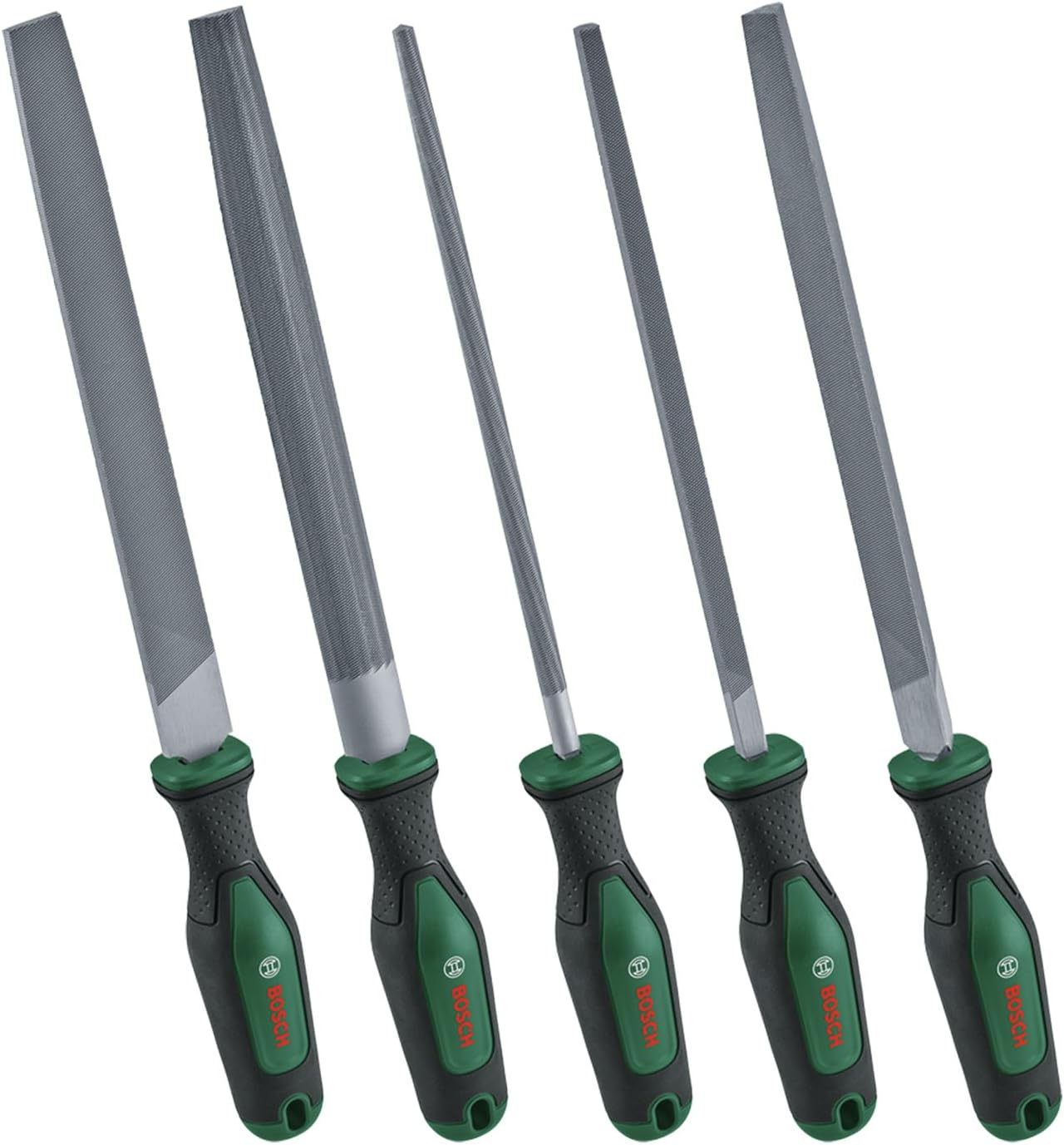 Bosch Groen Files set 5-piece (Vijlenset 200mm 5 stuks: platte vijl halfronde vijl ronde vijl vierkante vijl driehoekige vijl)) 1600A02ZB0