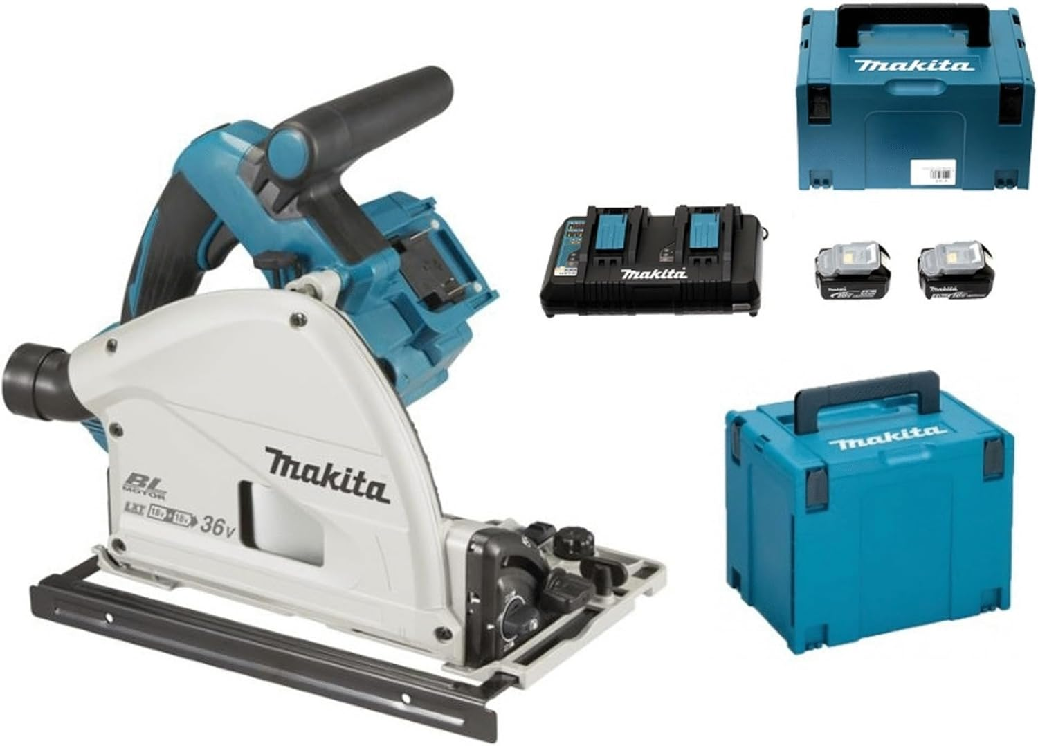 Makita DSP600PT2J Accu invalzaag LXT 2x18V | 2x5.0Ah accu's en duolader