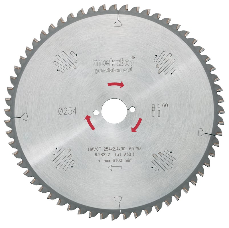 Metabo Cirkelzaagblad "Precision Cut" HW/CT Ø 254 mm, 40T WZ 20° - 628059000