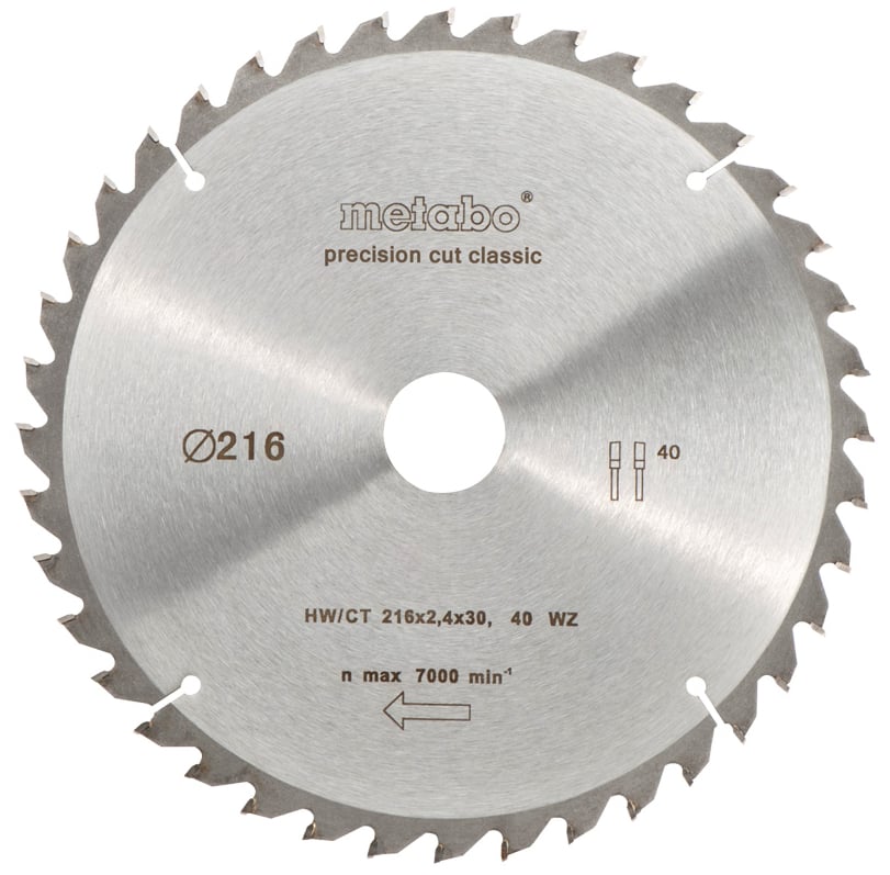 Metabo Cirkelzaagblad "Precision Cut" HW/CT Ø 216 mm, 30T WZ22 - 628062000