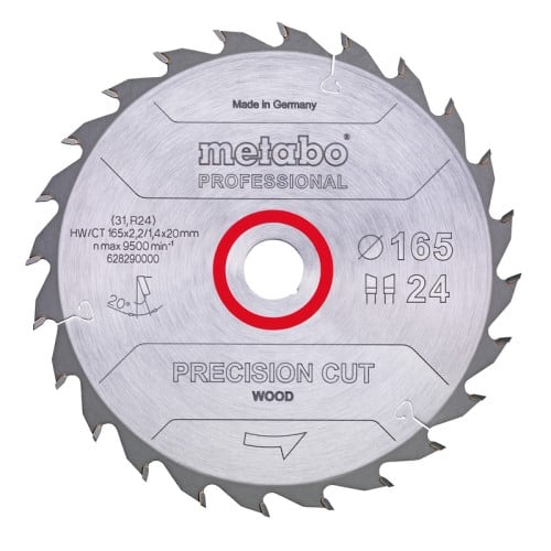 Metabo Accessoires Cirkelzaagblad | "Precision Cut Prof" | 165x20mm | Z24 WZ 20° - 628290000