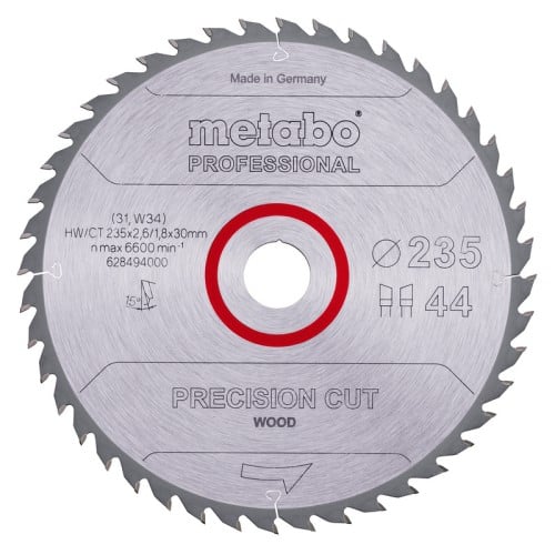Metabo Accessoires Cirkelzaagblad | "Precision Cut Professional" | Ø235x30mm | Z44 WZ 15° - 628494000