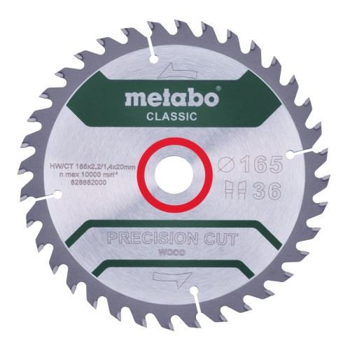 Metabo Accessoires Cirkelzaagblad | Precision Wood Classic | 165x20mm | Z36 WZ 15°/B - 628662000