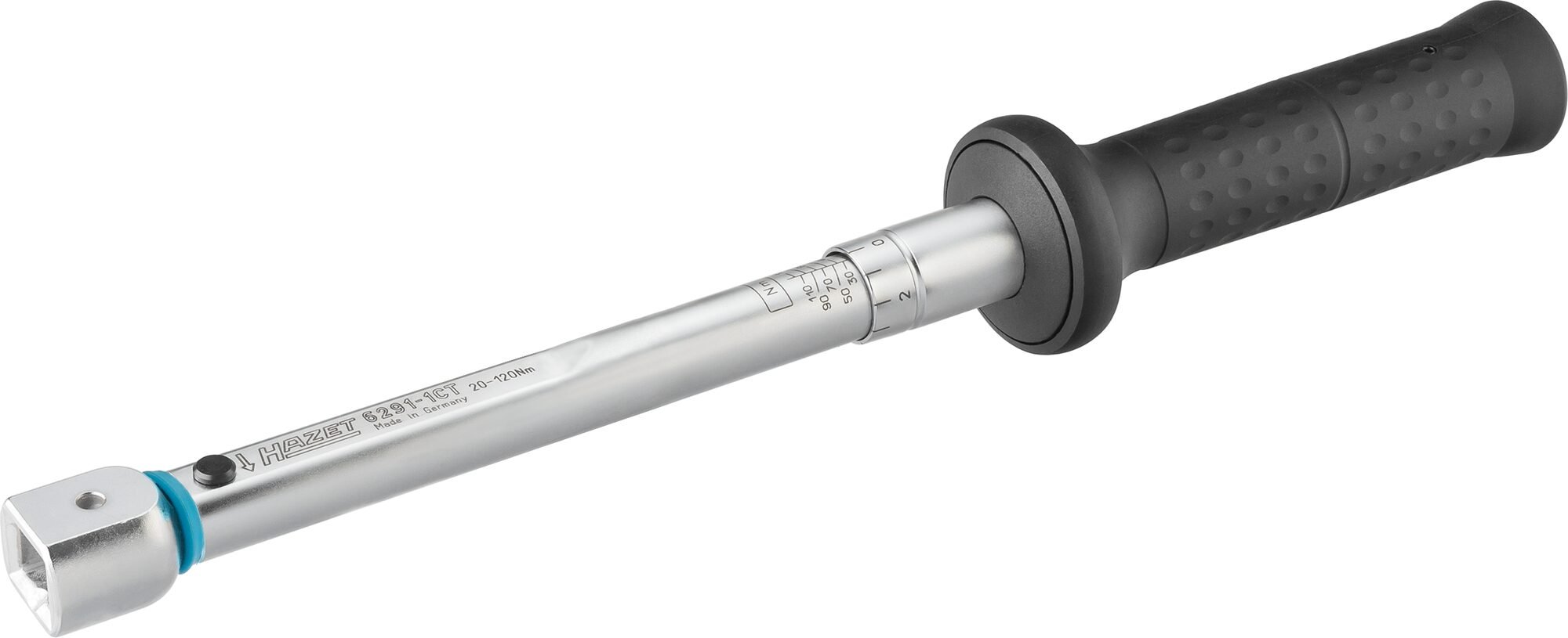 HAZET Momentsleutel 6291-1CT - Draaimomentbereik min-max: 20 - 120 Nm - Nauwkeurigheid: 2% - 14 x 18 mm insteekvierkant hol - Lengte: 401 mm