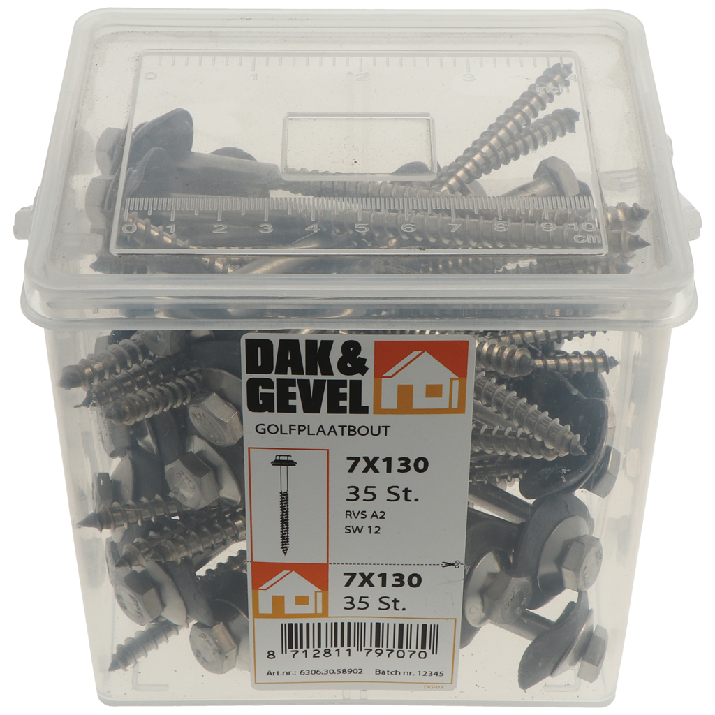 Dak&Gevel Golfplaatbout Rvs-A2 Sw-11 H3S 7X110 | 50 stuks - 6306.30.58702