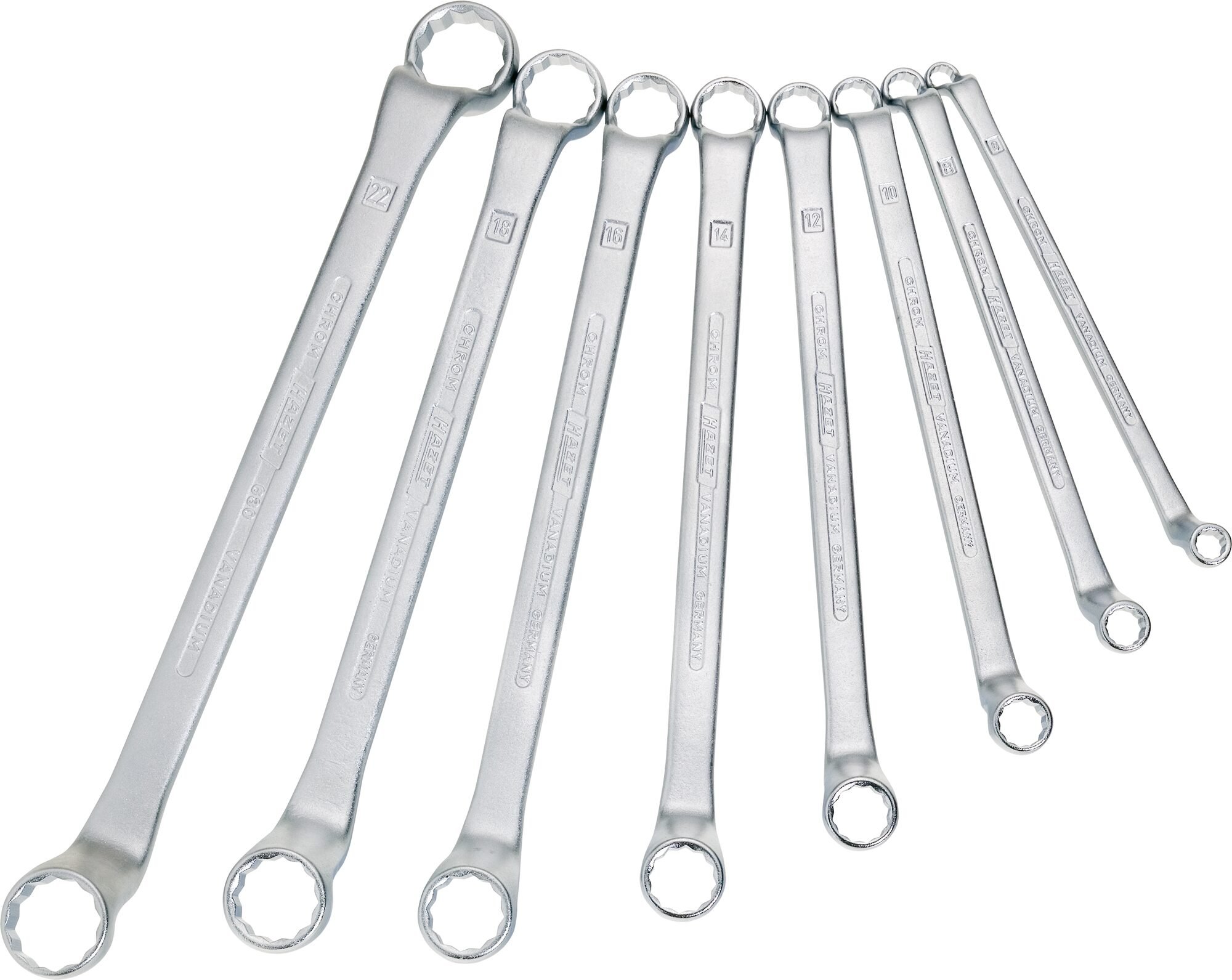 HAZET Dubbele ringsleutelset 630/8 - Buitentwaalfkant tractieprofiel - 8-delig - 6 x 7 - 21 x 22