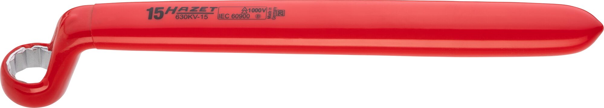 HAZET Enkele ringsleutel · geïsoleerd 630KV-15 · Buitentwaalfkant profiel · SW 15 mm