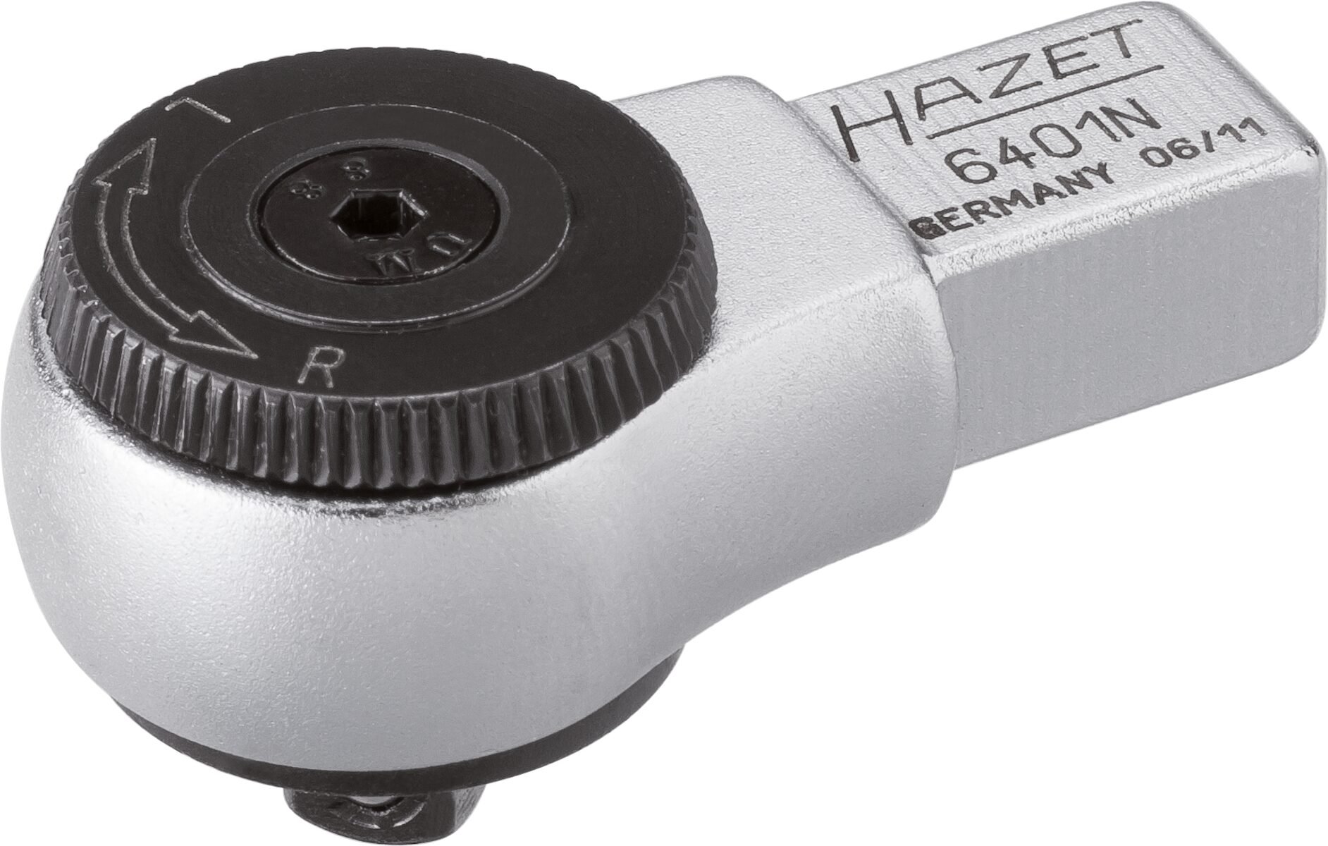 HAZET Insteek-omschakelratel 6401N · 9 x 12 mm insteekvierkant massief · 1/4 inch (6,3 mm) vierkant massief · Lengte: 46 mm