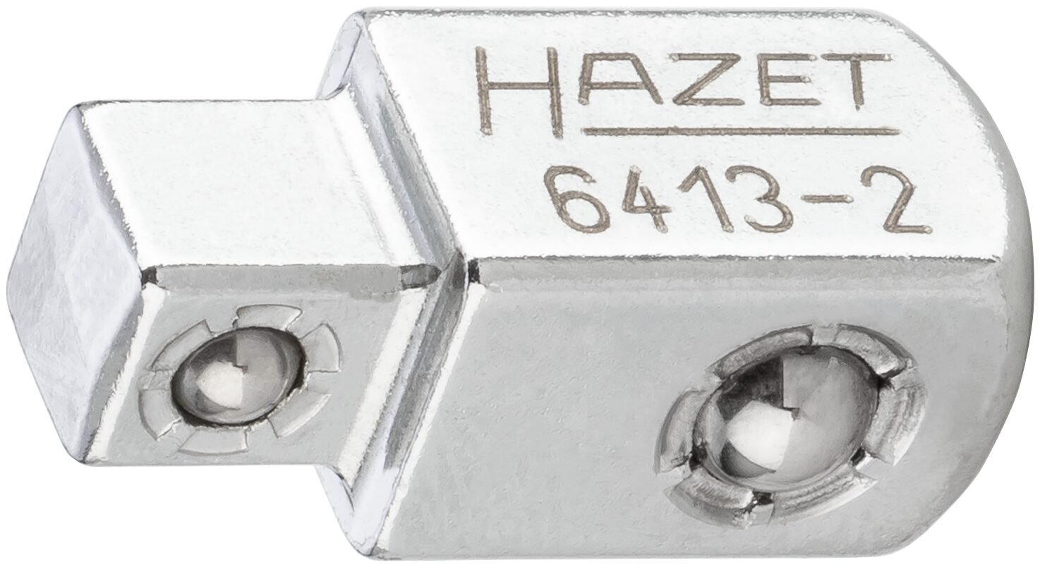 HAZET Doorsteekvierkant 6413-2 · 3/8 inch (10 mm) vierkant massief · 1/4 inch (6,3 mm) vierkant massief · Lengte: 22 mm