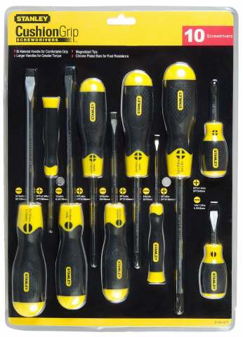 Stanley handgereedschap 10-Delige Cushiongrip Schroevendraaierset Standaard/Phillips - 2-65-005