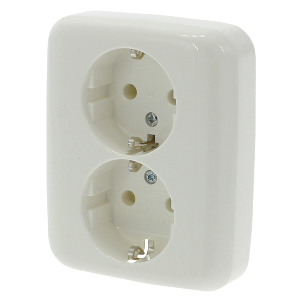 Busch-Jaeger SI Contactdoos | Inbouw | 2-voudig | Randaarde | Crème - 66.000.50 afbeelding