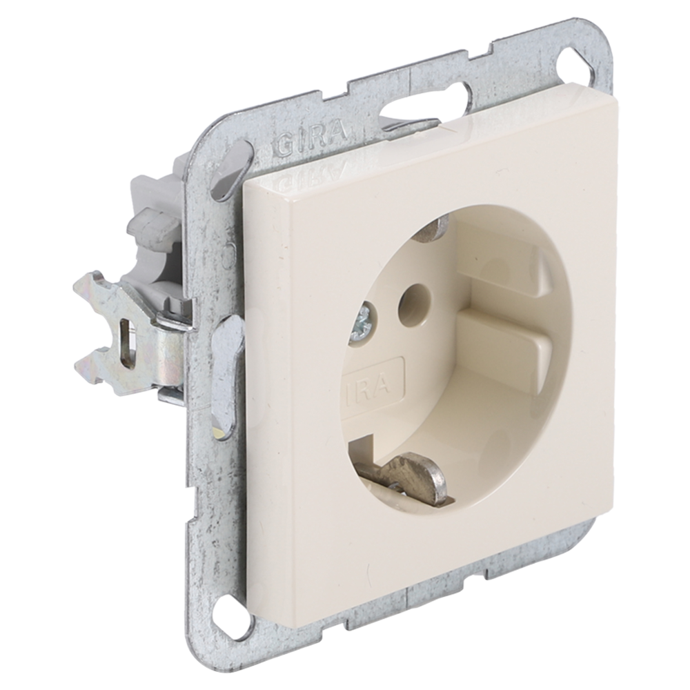 Gira System 55 Contactdoos | Inbouw | 1-voudig Randaarde | Crème - 66.052.42 afbeelding