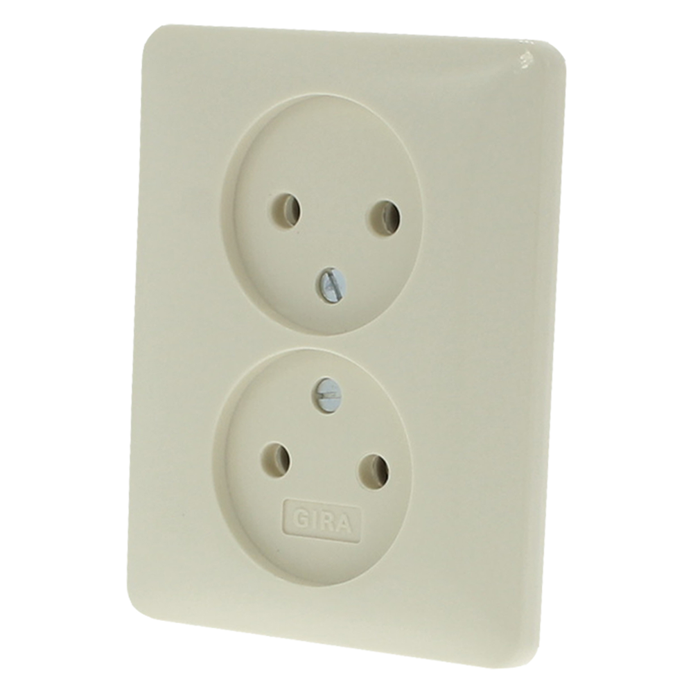 Gira System 55 Contactdoos | Inbouw | 2-voudig | Crème - 66.052.49 afbeelding