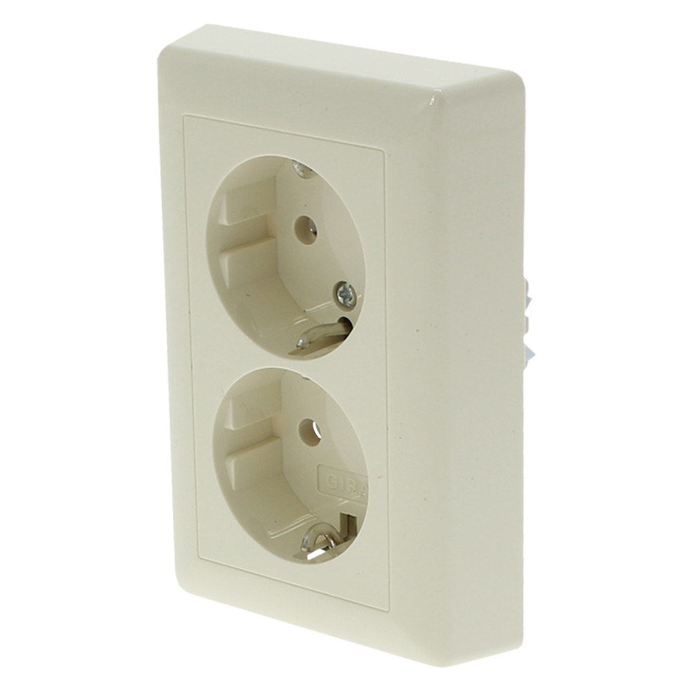 Gira System 55 Contactdoos | Inbouw | 2-voudig | Randaarde | Crème - 66.052.50 afbeelding