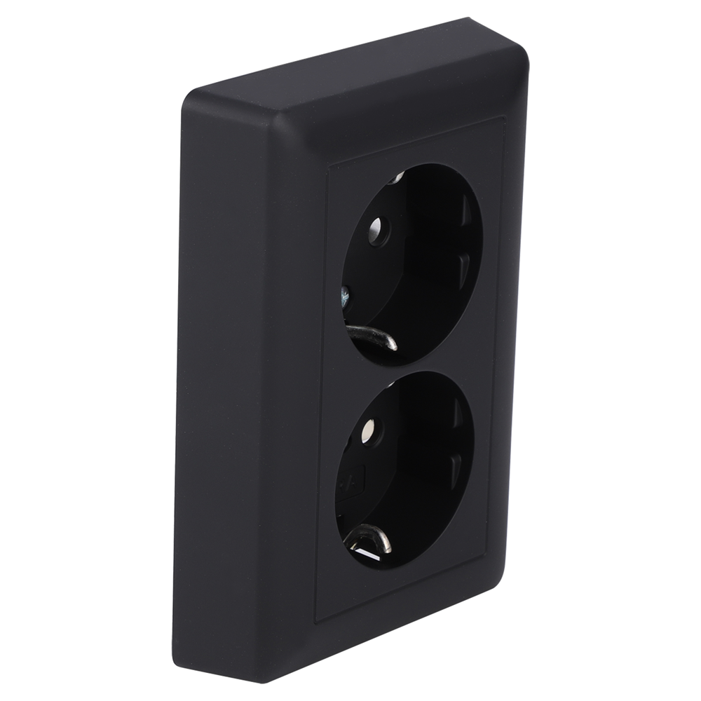 Gira E2 Contactdoos | Inbouw | 2-voudig | Randaarde | Zwart - 66.053.50 afbeelding