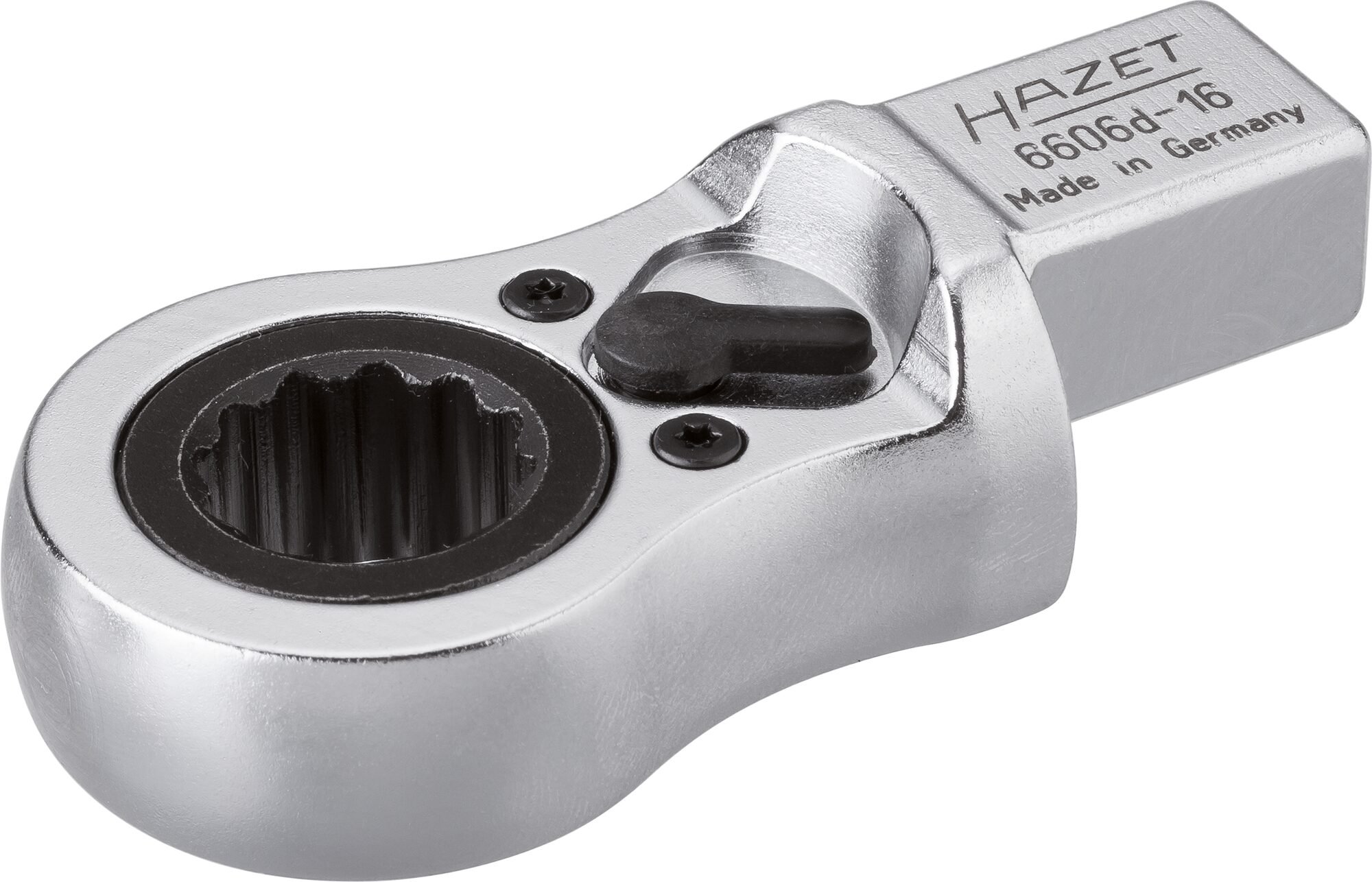 HAZET Insteek-ratel-ringsleutel 6606D-16 · 14 x 18 mm insteekvierkant massief · Buitentwaalfkant profiel · SW 16 mm