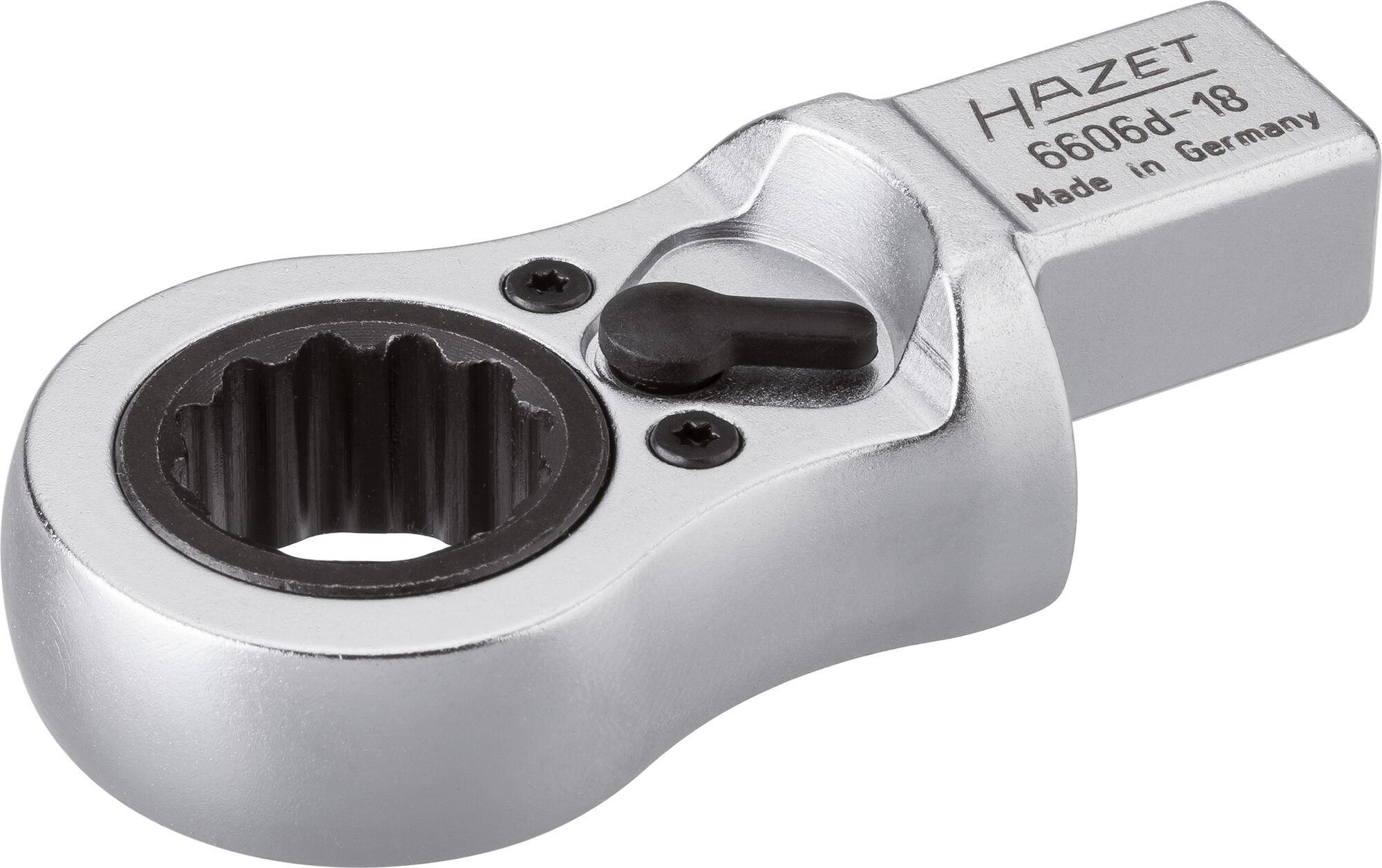 HAZET Insteek-ratel-ringsleutel 6606D-18 · 14 x 18 mm insteekvierkant massief · Buitentwaalfkant profiel · SW 18 mm