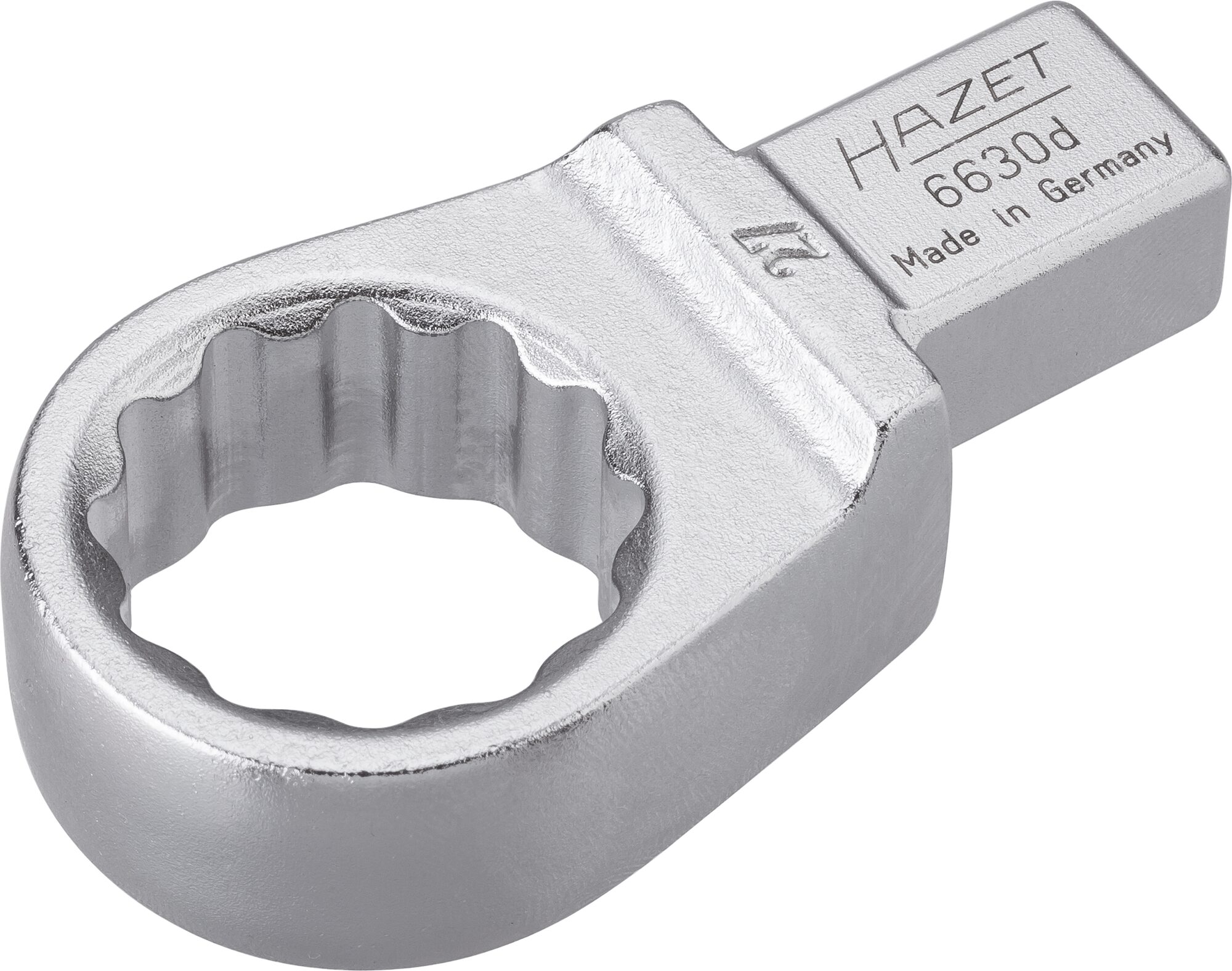 HAZET Insteekringsleutel 6630D-27 · 14 x 18 mm insteekvierkant massief · Buitentwaalfkant tractieprofiel · SW 27 mm