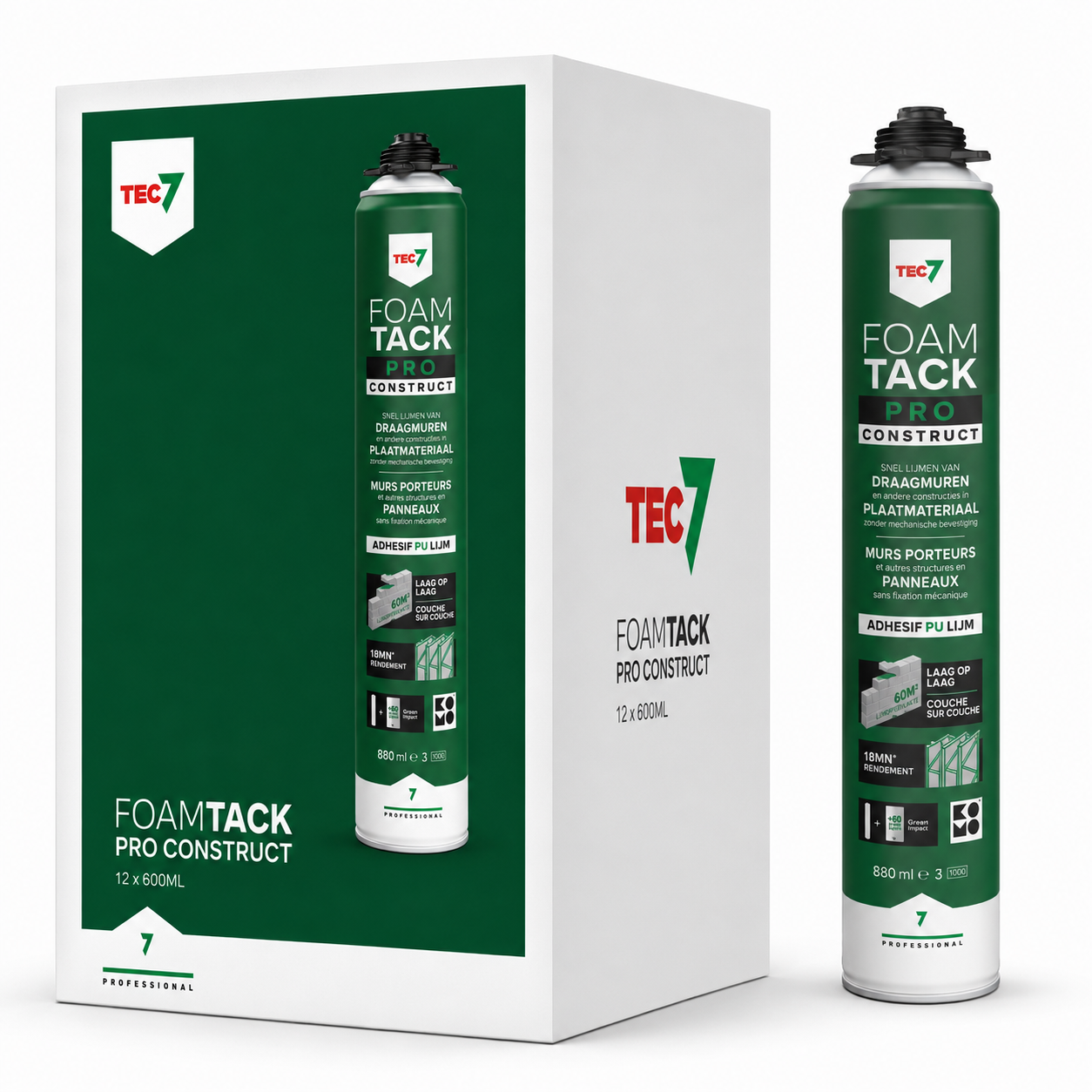Tec7 FoamTack Pro Construct Gecertificeerd lijmschuim 880ml 12st - 670008000-1