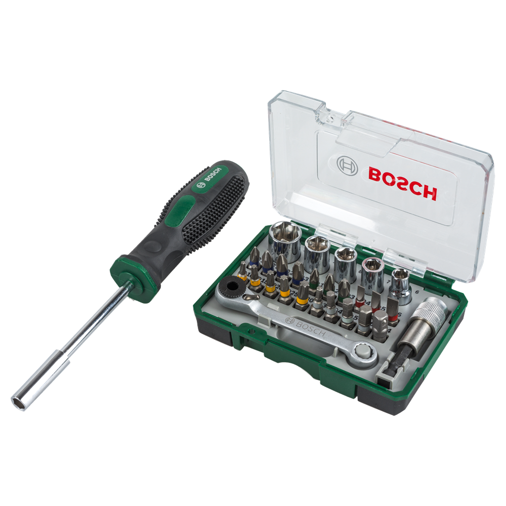 Bosch Accessoires De 27-delige schroefbitset met ratel en handschroevendraaier - 2607017331