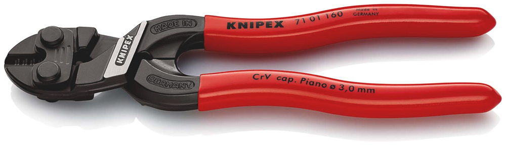 Knipex CoBolt® S compacte boutensnijtang | Kunststof bekleed | Zwart geatramenteerd | Lengte 160 mm - 71 01 160 SB