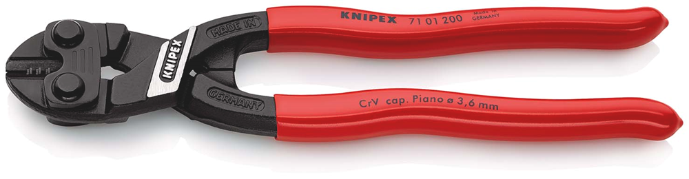 Knipex CoBolt® compacte boutensnijtang | Kunststof bekleed | Zwart geatramenteerd | Lengte 200 mm - 71 01 200 SB