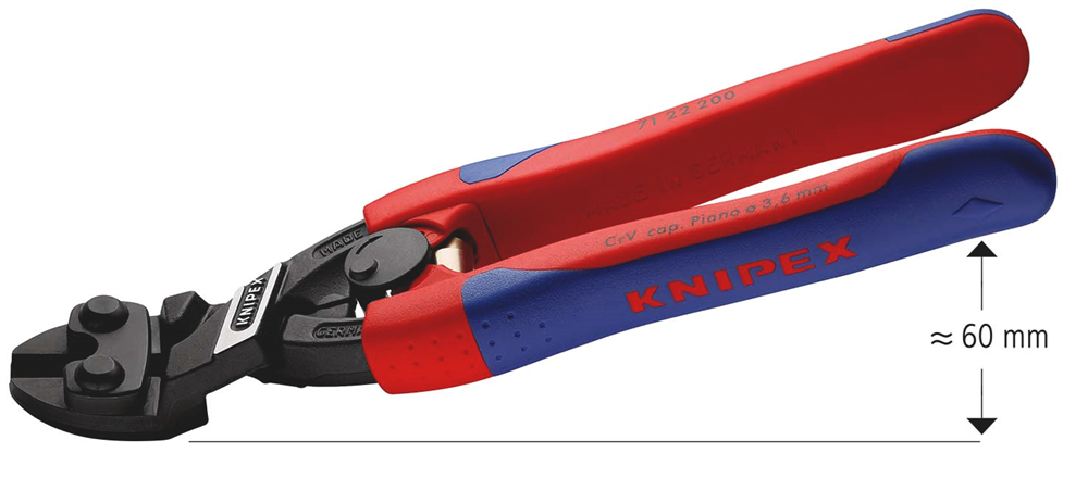 Knipex CoBolt® compacte boutensnijtang | Slanke meer-componentengrepen | Zwart geatramenteerd - 71 22 200 SB