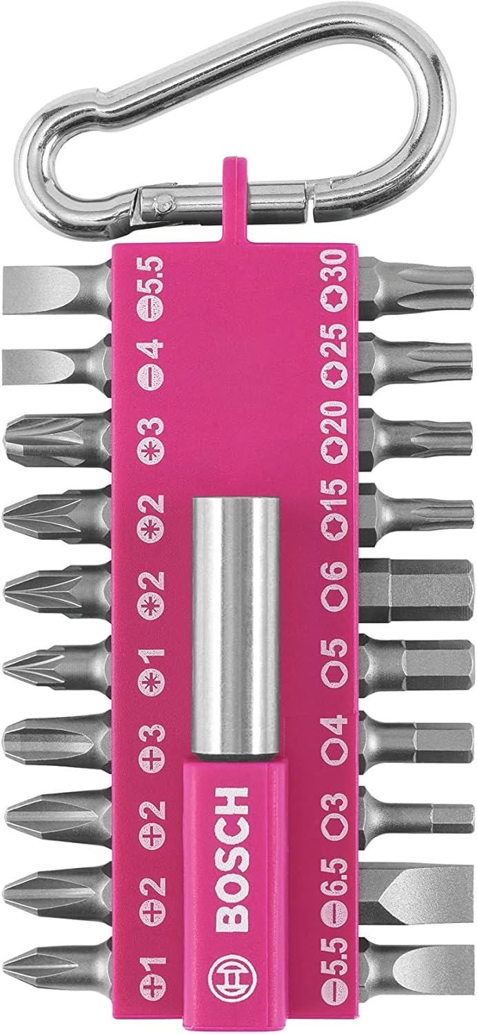 Bosch Schroefbitset | Roze | Met Karabijnhaak | 21-delig - 2607012000