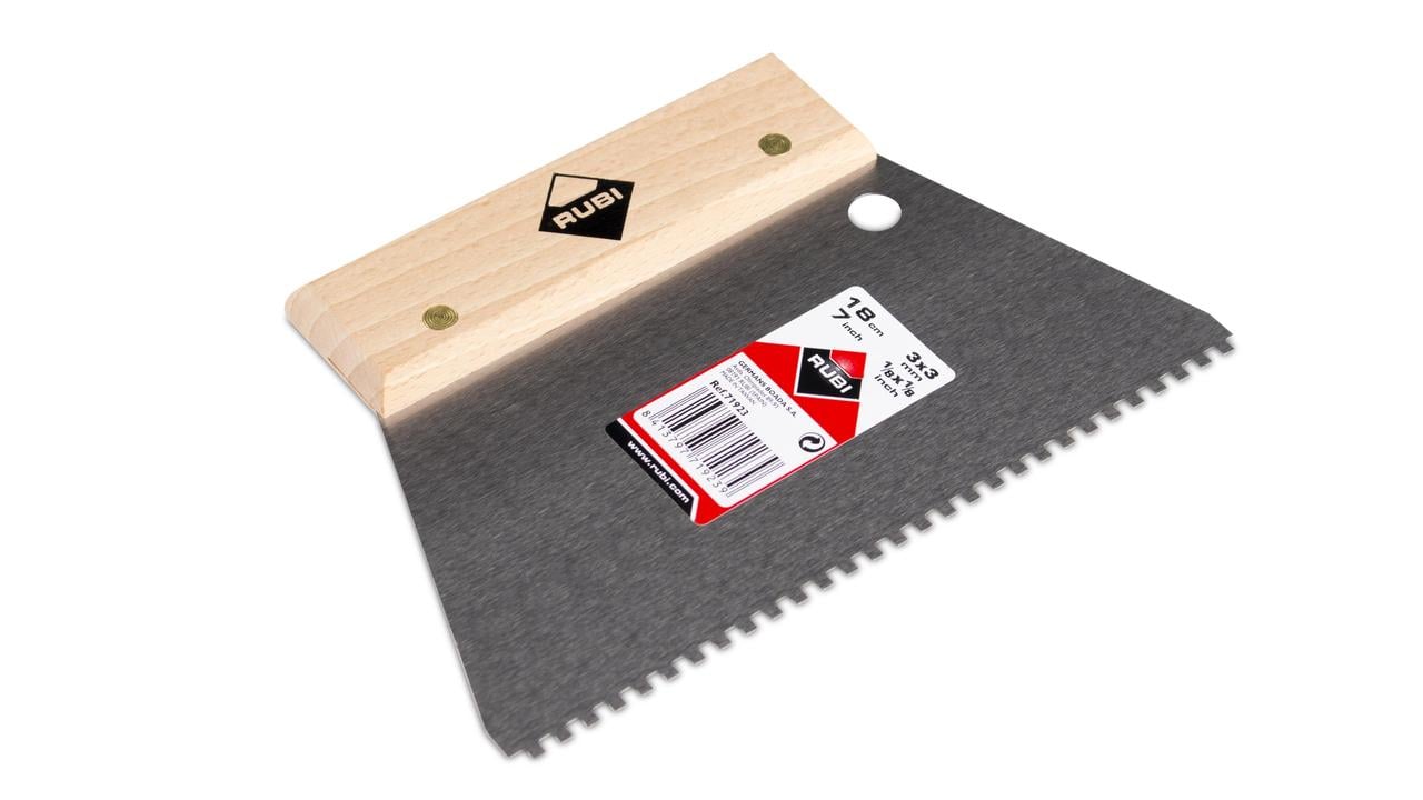 Rubi Eenvoudige lijmspaan | 18 cm 3x3 mm | Houten Greep - 71923