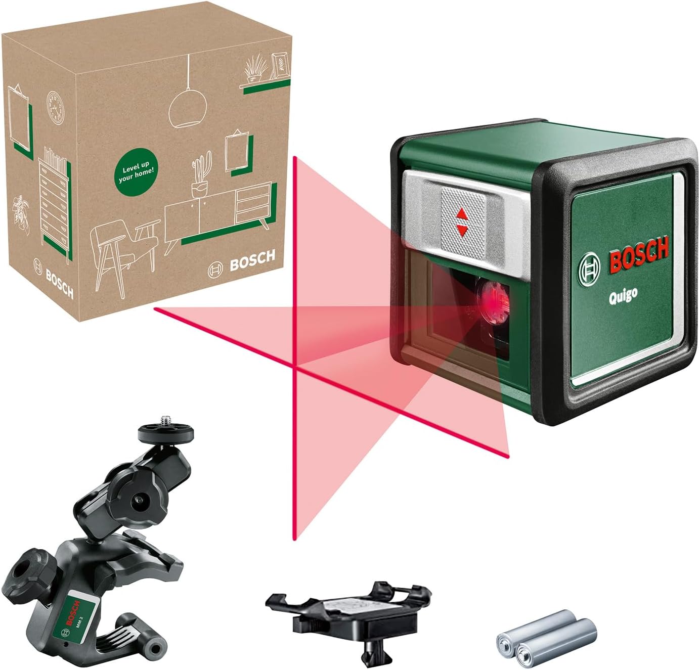 Bosch Groen Quigo III Kruislijnlaser | Inclusief Batterijen - 06036635Z0