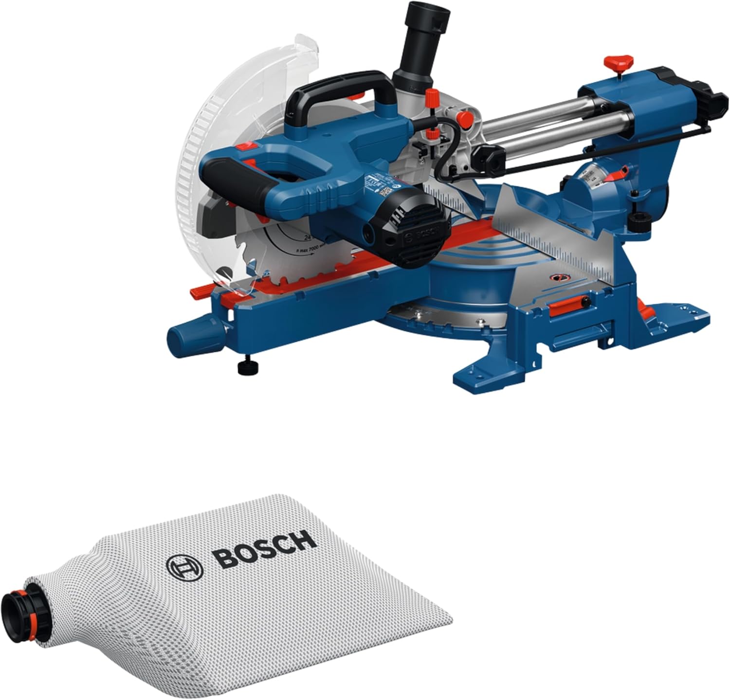 Bosch Blauw GCM305-216S Afkortzaag - Kap- en verstekzaag - 216mm (Zaagblad, klem, stofzak, liniaal) - 0601B61000