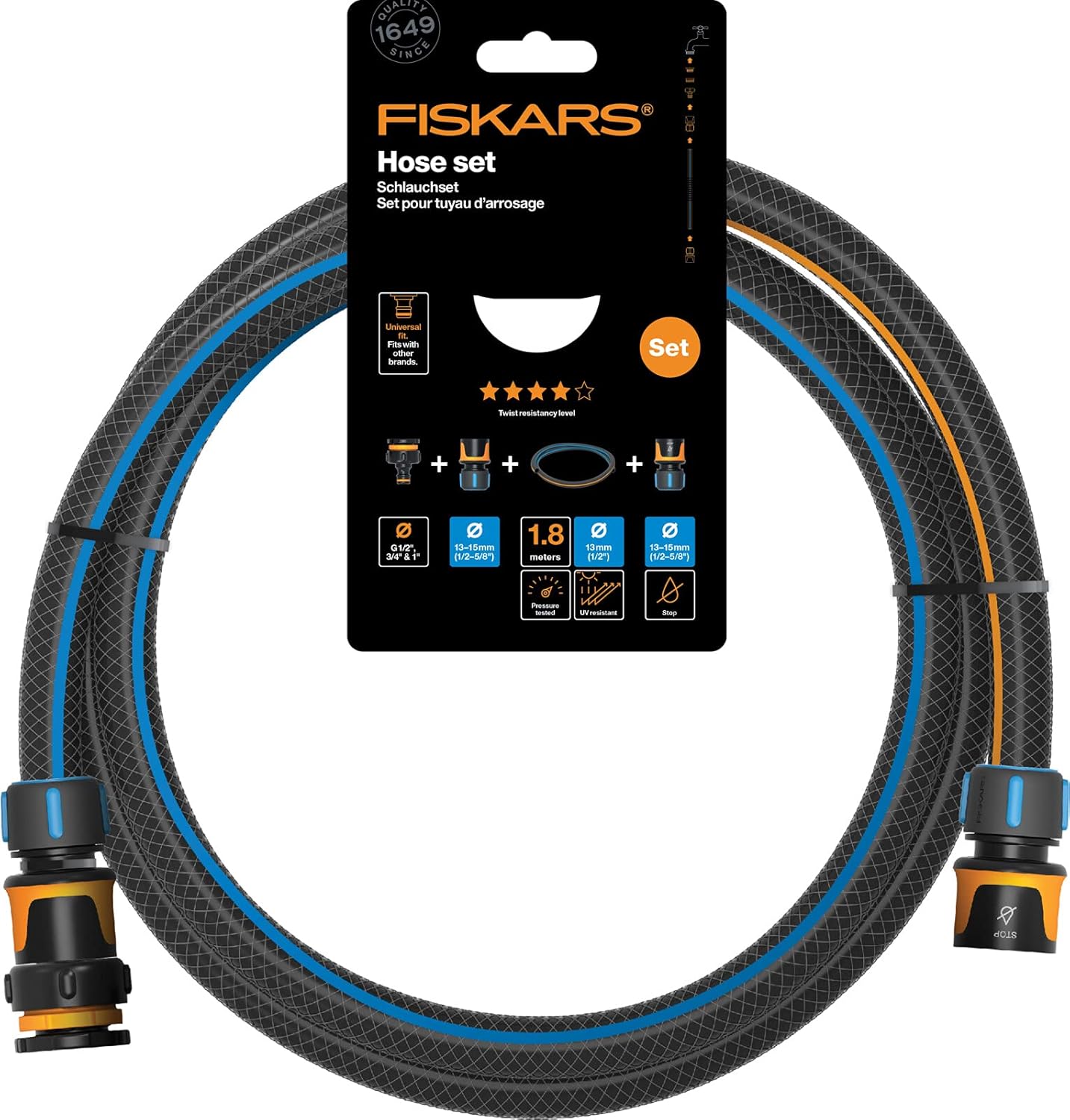 Fiskars Tuinslangset 13 mm (1/2") 1,8 m - 1057621