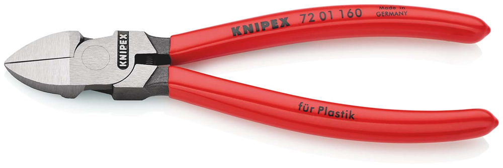Knipex Zijsnijtang Voor Kunststof | 160 mm Lengte | Kunststof Bekleed - 72 01 160 SB