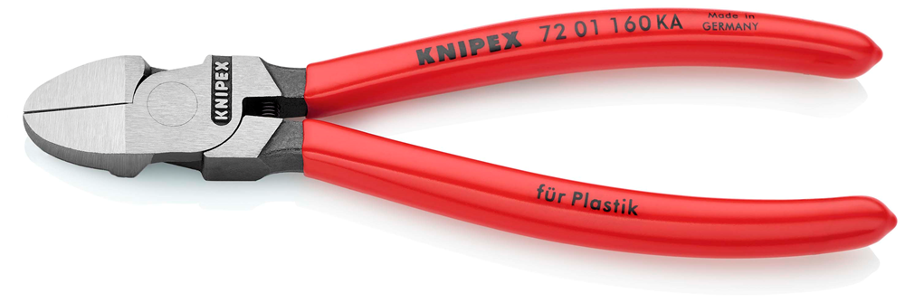 Knipex Zijsnijtang Voor Kunststof | 160 mm Lengte | Ronde Kop | Kunststof Bekleed - 72 01 160 KA