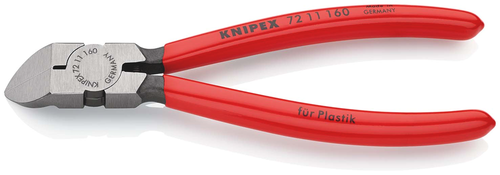 Knipex Zijsnijtang Voor Kunststof | 160 mm Lengte | Kunststof Bekleed - 72 11 160 SB