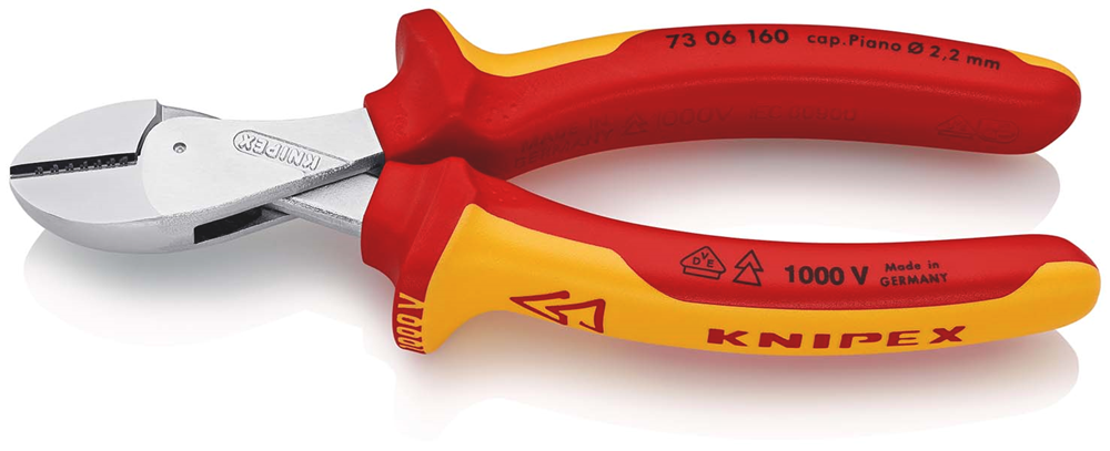 Knipex X-Cut® Compacte Zijsnijtang | 160 mm Lengte | Grote Krachtoverbrenging | Geïsoleerd | Meer-Componentengrepen - 73 06 160 SB