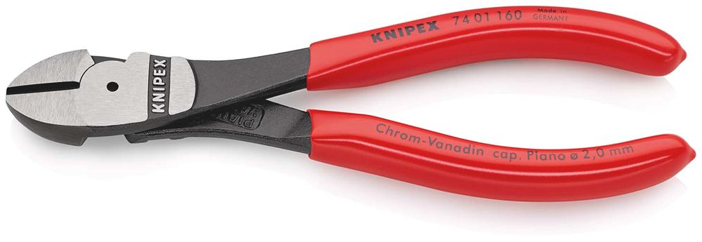 Knipex Kracht-Zijsnijtang | 160 mm Lengte | Kunststof Bekleed | Zwart Geatramenteerd - 74 01 160 SB