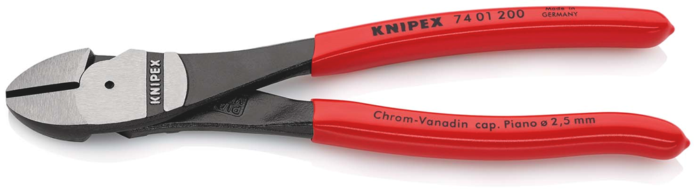Knipex Kracht-Zijsnijtang | 200 mm Lengte | Kunststof Bekleed | Zwart Geatramenteerd - 74 01 200 SB