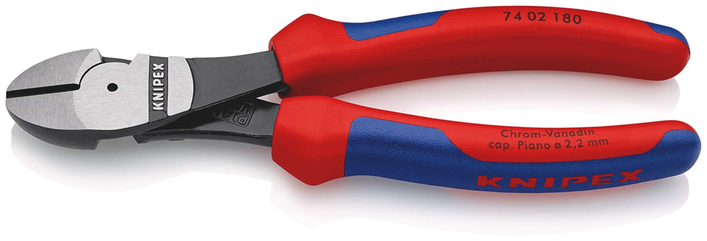Knipex Kracht-Zijsnijtang | 180 mm Lengte | Meer-Componentengrepen | Zwart Geatramenteerd - 74 02 180 SB