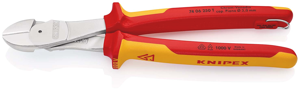 Knipex Kracht-Zijsnijtang | 250 mm Lengte | Geïsoleerd | Meercomponenten-Omhullingen | VDE-Goedgekeurd - 74 06 250 T BK