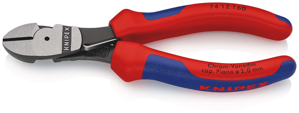 Knipex Kracht-Zijsnijtang | 160 mm Lengte | Meer-Componentengrepen | Zwart Geatramenteerd - 74 12 160 SB